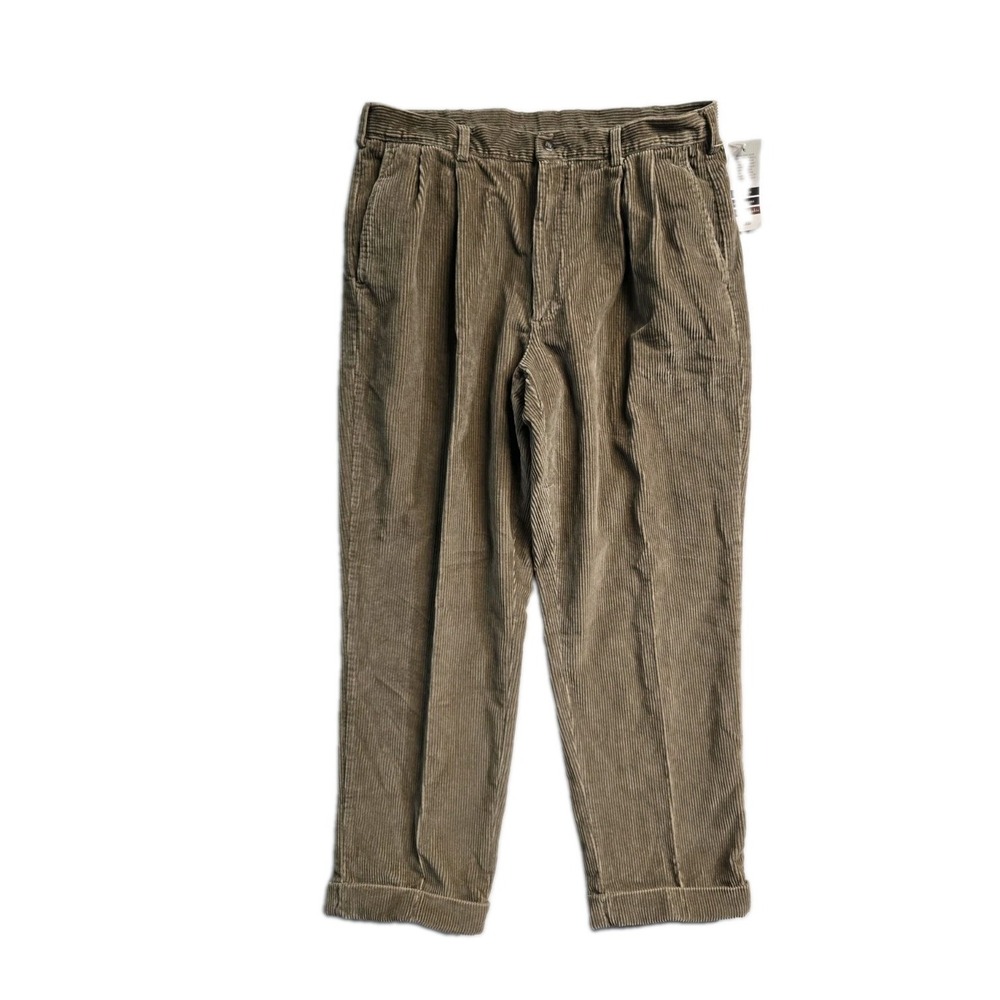 Savane Original Khakis Pleated 8 Wale Curdoroy Pants 36x29 Brown NWT